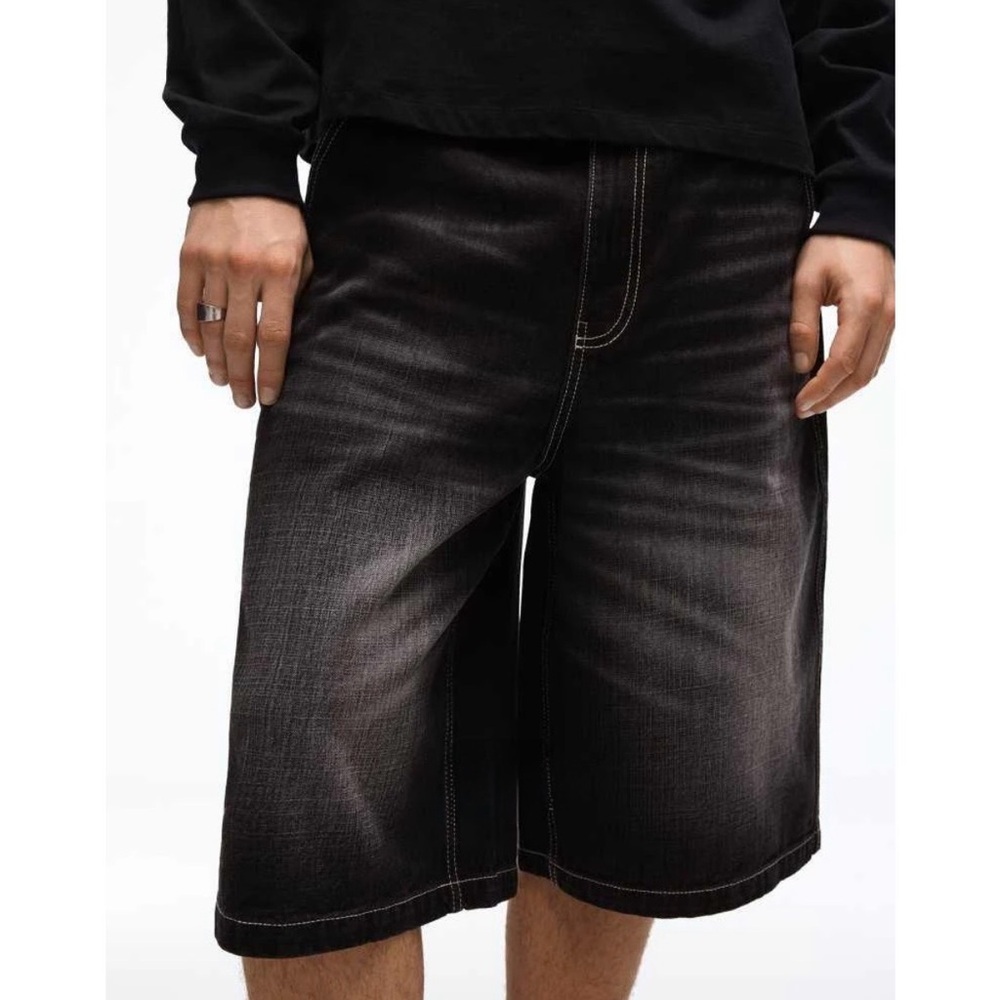 Bershka Men's Black Denim Jean Shorts Size 36